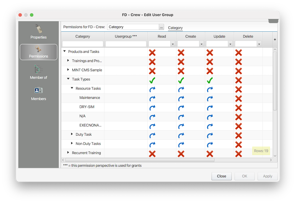 Permissions Dialog